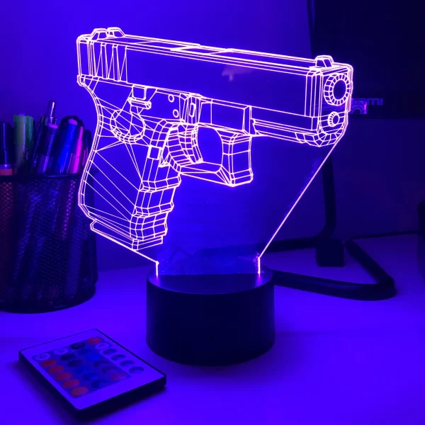 Pistol 0-1 Firearm 3D Illusion Light