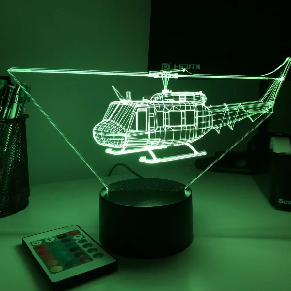 UH-1 "Huey" Helicopter - 3D Optical Illusion Lamp - Image 3