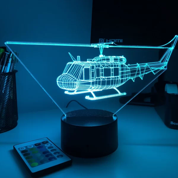 UH-1 "Huey" Helicopter - 3D Optical Illusion Lamp - Image 2