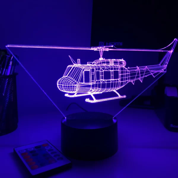 UH-1 "Huey" Helicopter - 3D Optical Illusion Lamp