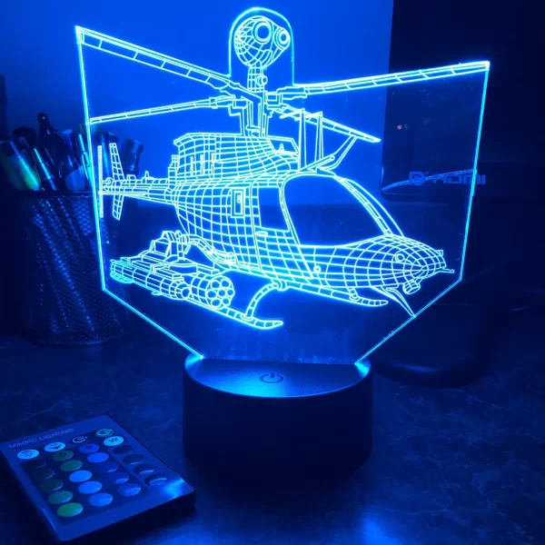 OH-58 Kiowa Helicopter 3D Illusion Lamp - Image 3