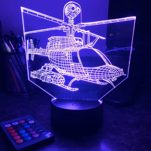 OH-58 Kiowa Helicopter 3D Illusion Lamp - Image 4